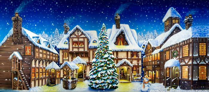 Backdrop CH027B-SS Christmas Town Square 1B