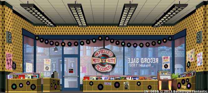 Backdrop IN 065B Hairspray Record Store Interior B
