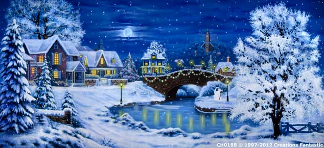 Backdrop CH018B Christmas Village 7B