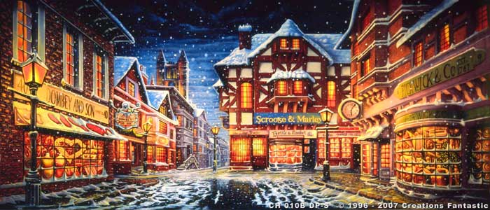 Backdrop CH010B-S-DP Dickens Christmas Street 1B